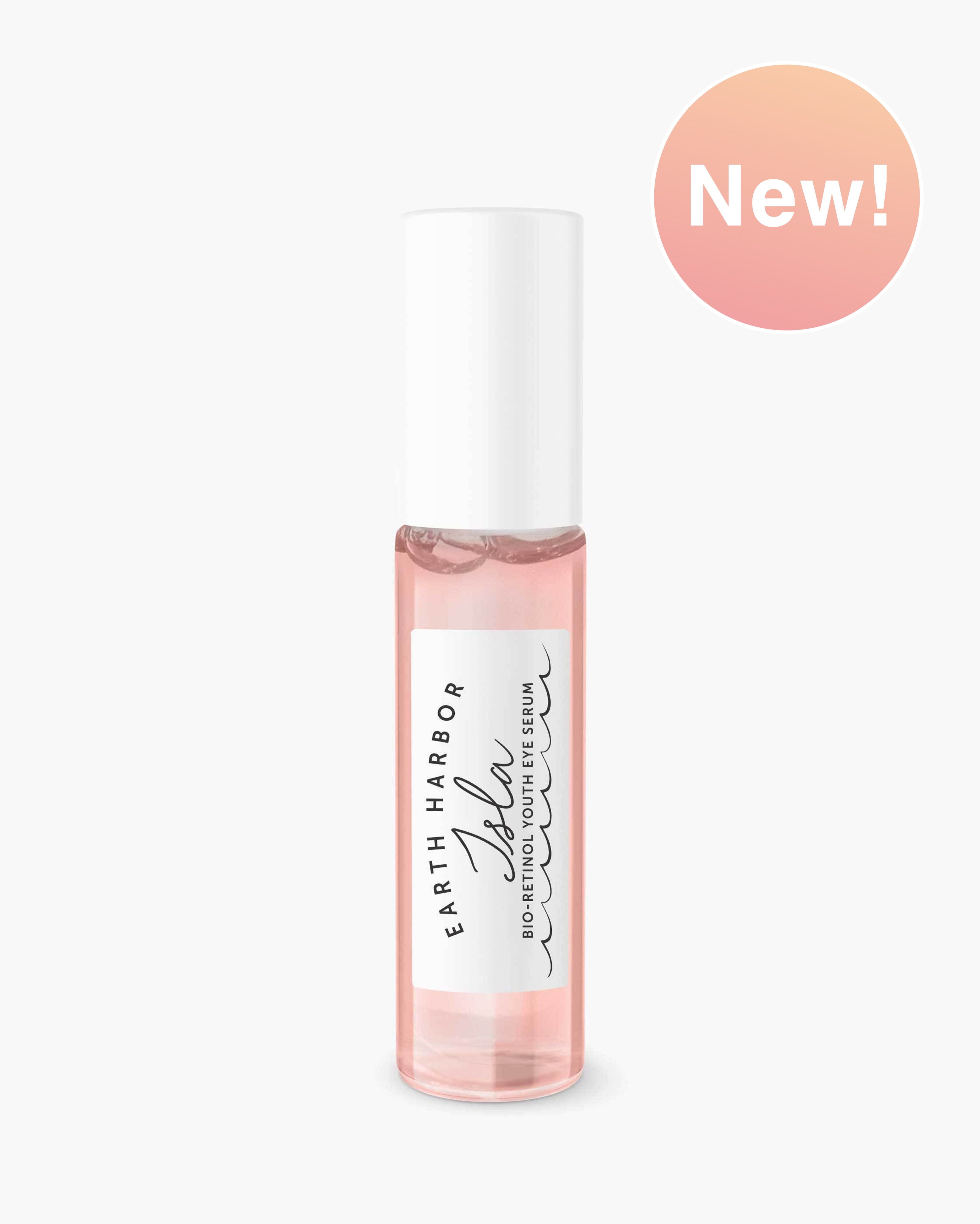 Small bottle of Earth Harbor Naturals product with a 'New!' label on a white background
