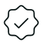 Quality guarantee icon or verified badge icon.
