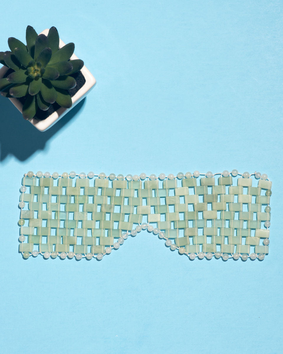 Gemshan 100% Natural Jade Eye Mask (2 Pack) - Reusable Hot/Cold Therapy For Puffiness & Relaxation