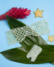 ISLAND JADE Gemstone Gua Sha + Massaging Comb - Earth Harbor Naturals