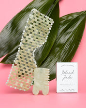 ISLAND JADE Gemstone Gua Sha + Massaging Comb - Earth Harbor Naturals